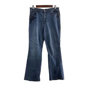 Daniel Jeans Bootcut Jeans 15-16 Embroidered Rhinestone Stretch Denim 32x29 Read